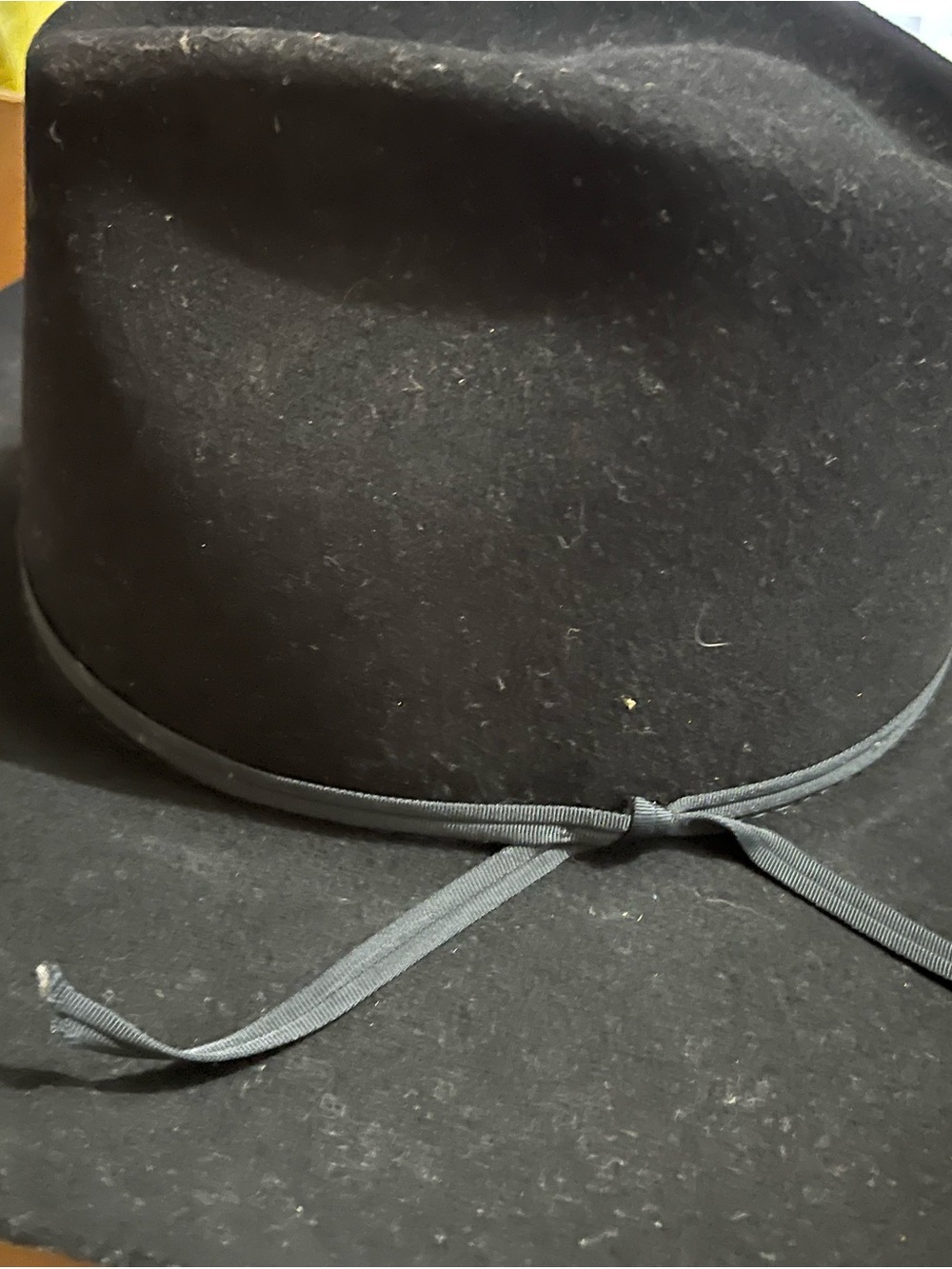 Black Felt Fedora Hat with Grosgrain Band - Unbranded